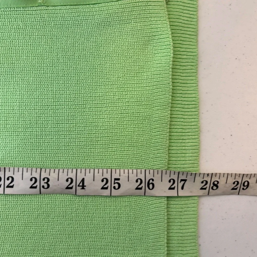Talbots Womens Ribbed Cotton Blend V-Neck Cardigan Sweater L Spring Green Preppy - Picture 4 of 6